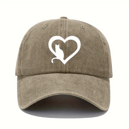 Kitten Print Baseball Cap Retro Lightweight Washed Hat women's for All Seasons