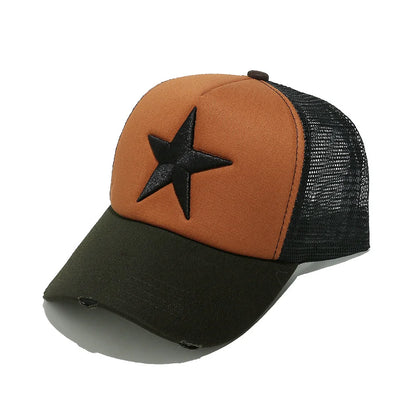 Streetwear 3D Star Embroidery Mesh Baseball Cap Summer