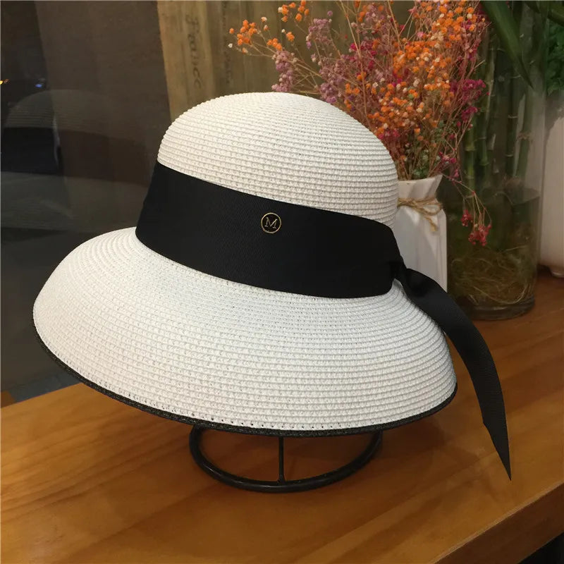 Woolen Rhinestone Solid Color Basin Hat Leisure Outdoor Beach Sun Hat