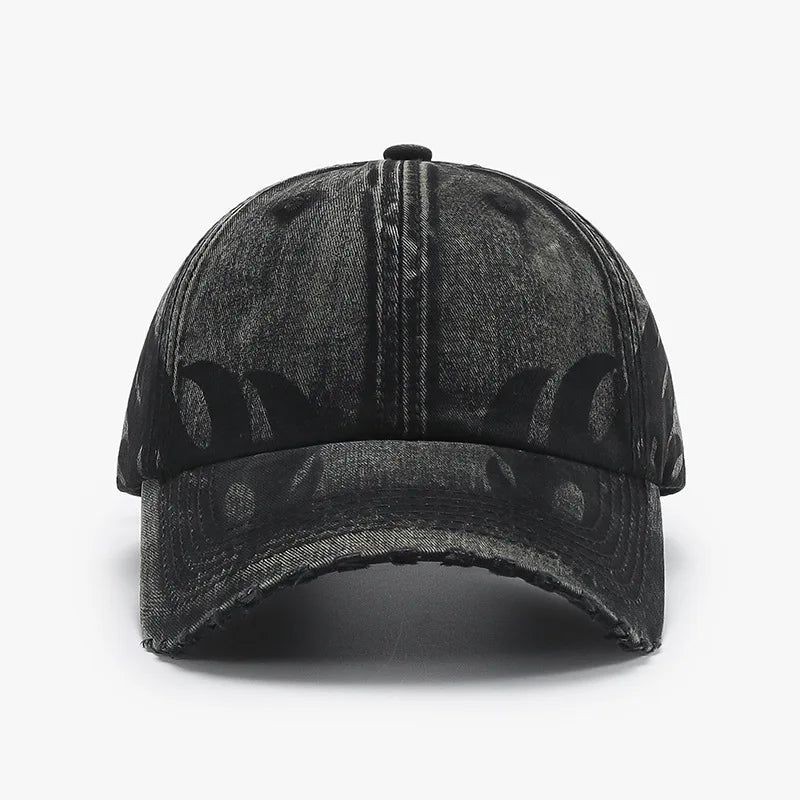 Unique Versatile Fashion Japanese Retro Washed Mixed-Color Ripped Baseball Cap