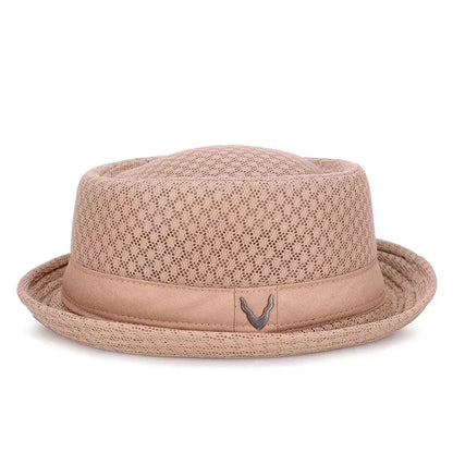New Breathable Hat England Mesh Flat Straw Hat Retro England Jazz Foldable Sun Hats