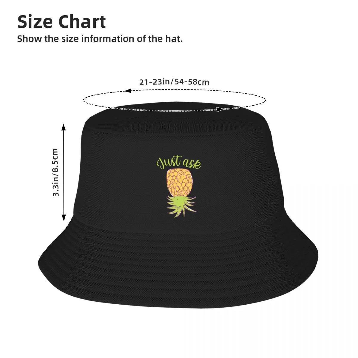 Upside Down Pineapple: Just Ask Bucket Hat  Christmas Hat For Men Women's