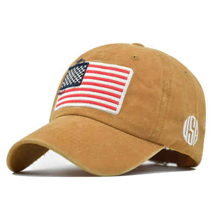 USA Flag Embroidered Baseball Cap, Adjustable For Men And Women, Retro Duckbill Cap