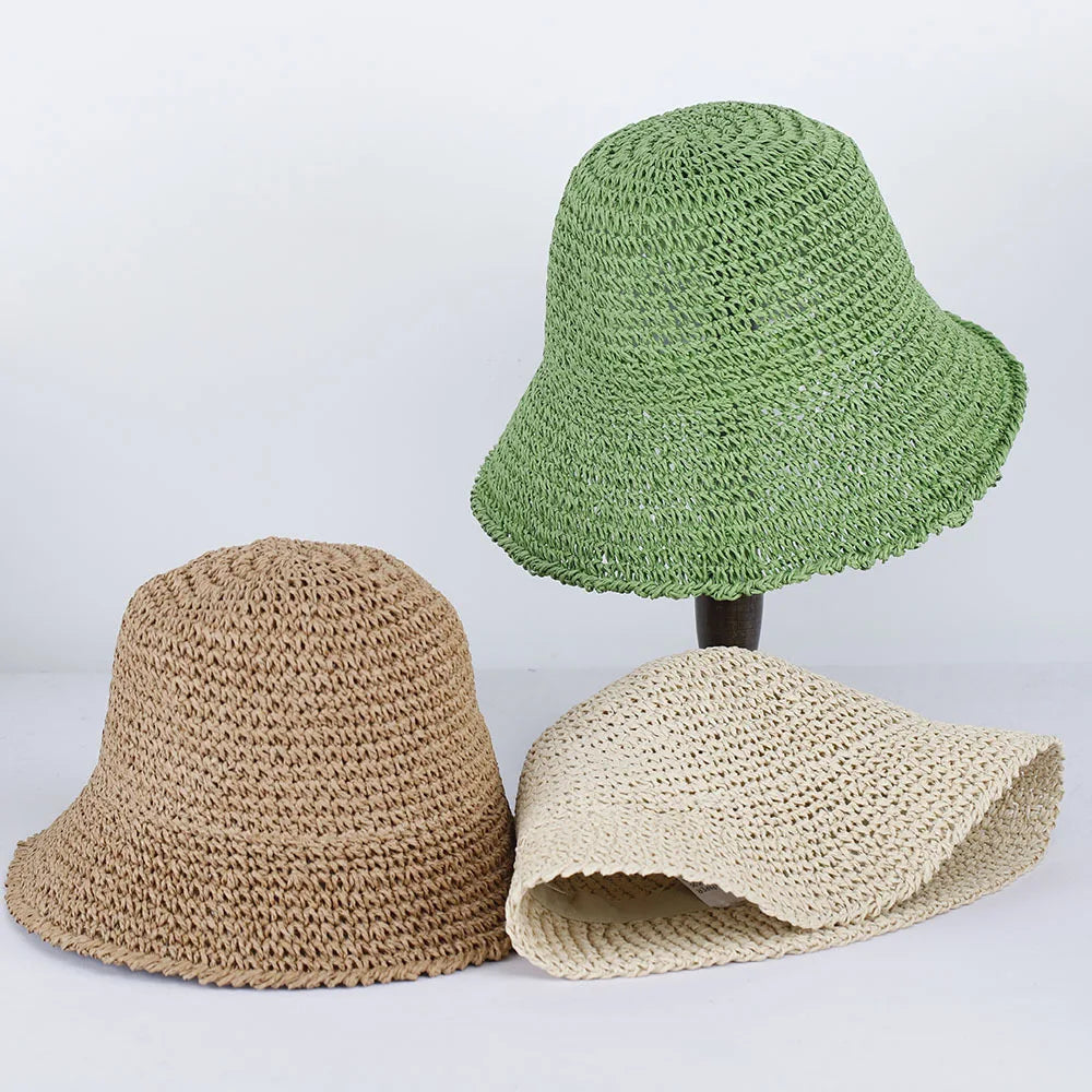 Women Straw Sun Hat Woven Bucket Hat Fishing Hat