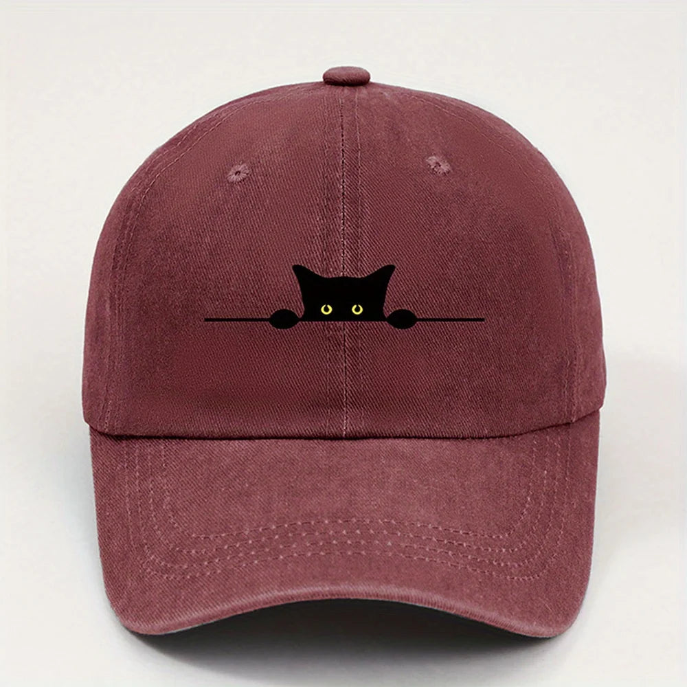 Cute Black Cat Printed Baseball Cap for Men and Women