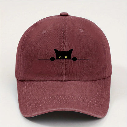 Cute Black Cat Printed Baseball Cap for Men and Women