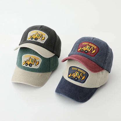 Fashion Letter Children Baseball Hat Solid Color Baby Peaked Cap