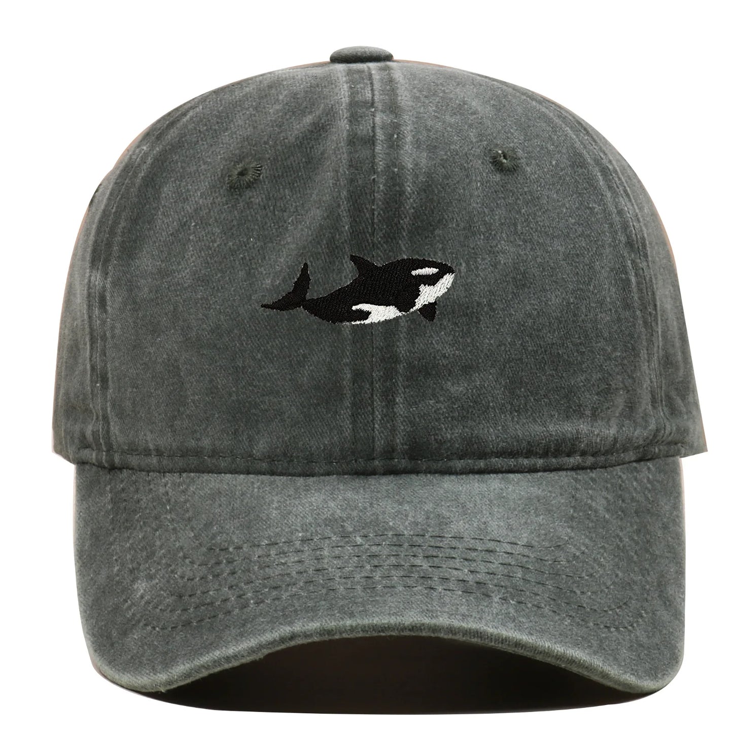 1pc Retro Washed Shark Embroidered Baseball Cap for Women Men