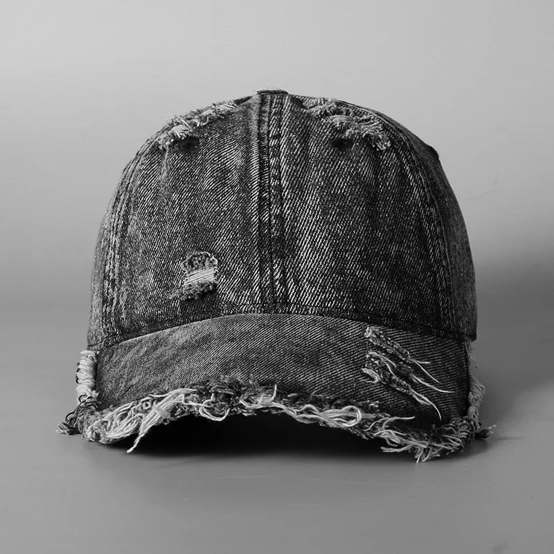 Washed Denim Baseball Cap Unisex Large Brim Face Slimming Street Fashion Hat