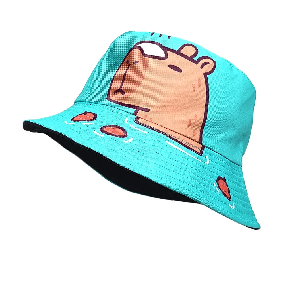 Cartoon Capybara Pattern Panama Hats