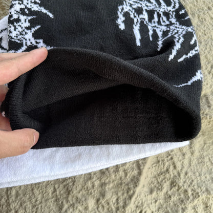Fashion High Quality Vintage Skeleton Pattern Embroidery Beanie