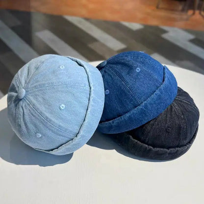 Fashion Denim Docker Cap Brimless Hat