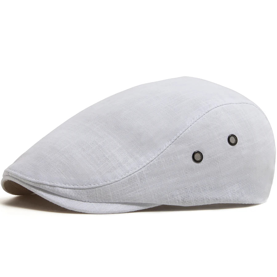 Men Linen Flat Cap Summer Breathable Newsboy Ivy Gatsby Beret Hat