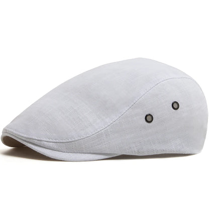 Men Linen Flat Cap Summer Breathable Newsboy Ivy Gatsby Beret Hat