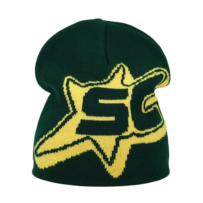 Y2K Letter Knitted Winter Autumn Beanie Cap Men Women