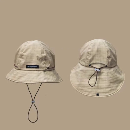 Japanese Drawstring Contrasting Fisherman Hat, Versatile For Outdoor Outings In All Seasons
