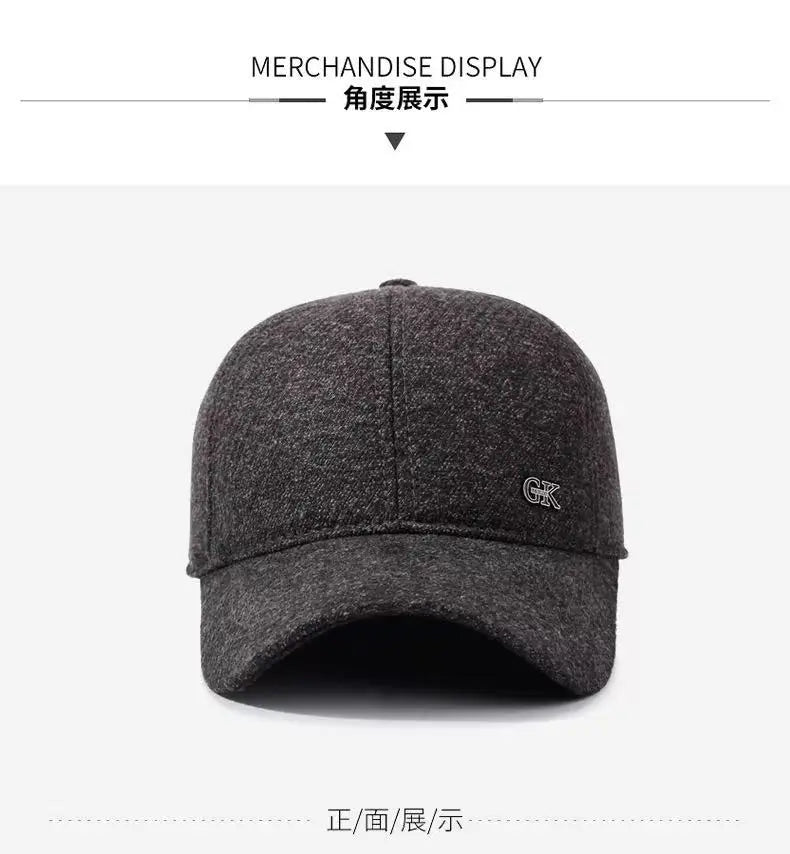 Thickened Warm Winter Hat Color Block Earflap Baseball Cap Ear Protection Adjustable Outdoor Casual Cap