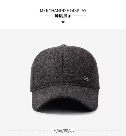 Thickened Warm Winter Hat Color Block Earflap Baseball Cap Ear Protection Adjustable Outdoor Casual Cap