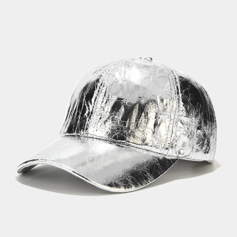 Glossy Pu Leather Baseball Caps For Women Men