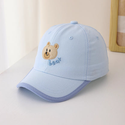 Child Sized Cute Bear Head and Bear Letter Embroidery Baseball Cap Adjustable Back Strap Suitable For Daily Wear
