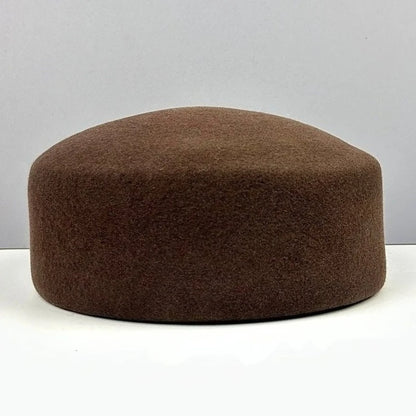 Women's New 100% Wool Hard Top Fedoras Hat Lady Vintage Flat-Top Berets