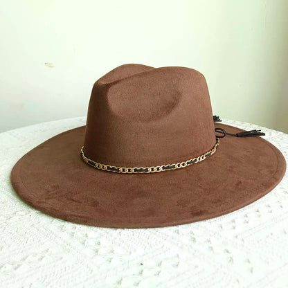 New Free People Rancher Suede Wide Brim Hat Felt Jazz Hat, Classic Church Hat