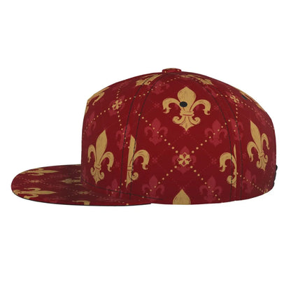 Coat Of Arms Red Lily Flat Brimmed Hat Street Skateboarding Hip Hop Hat