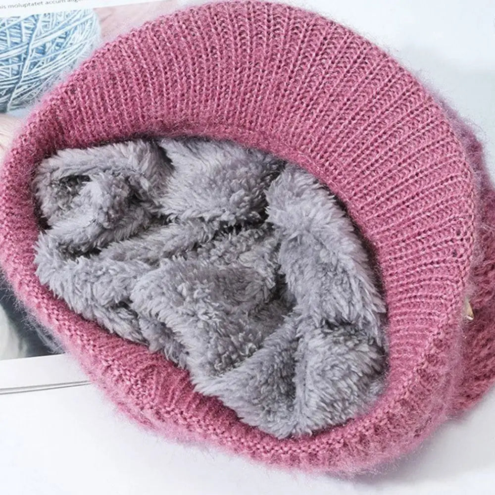 Women's Fashion Knitted Wool Hat Solid Color Windproof Cap