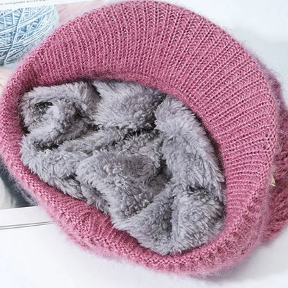 Women's Fashion Knitted Wool Hat Solid Color Windproof Cap