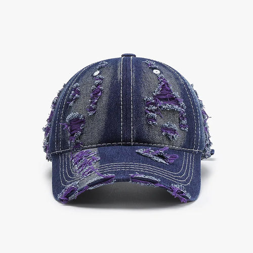 Denim Distressed Baseball Cap For Men Women Hip Hop Streetwear