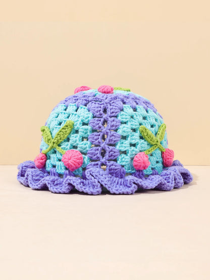 Retro Cherry Handmade Crochet Bucket Hat