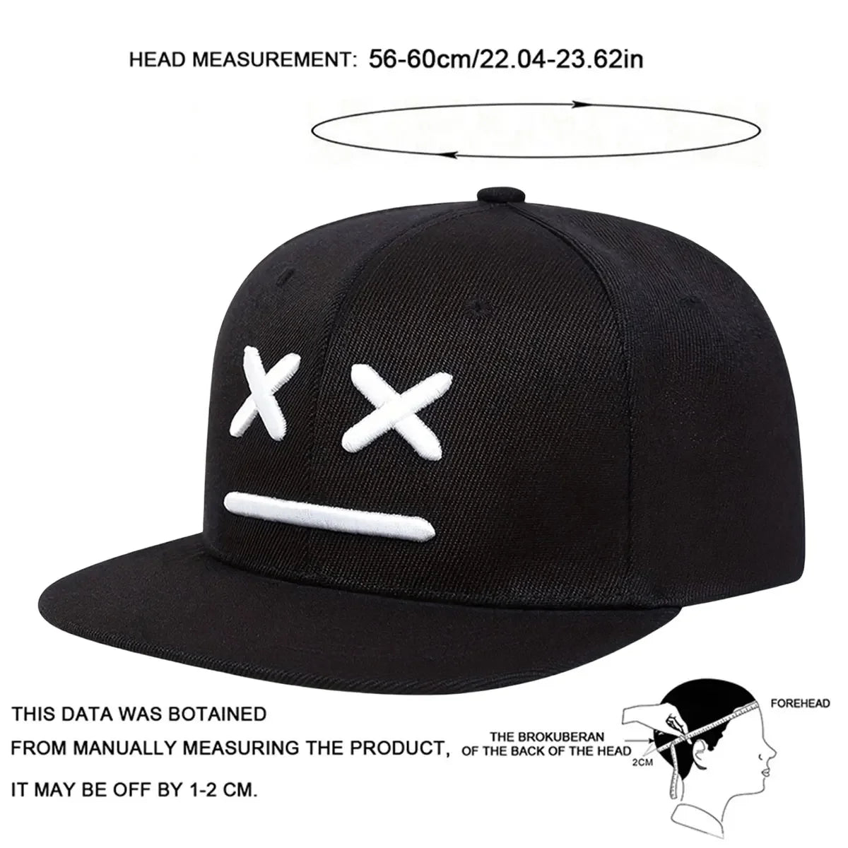 Unisex XX Smiling Face Embroidery Hip-Hop Hats