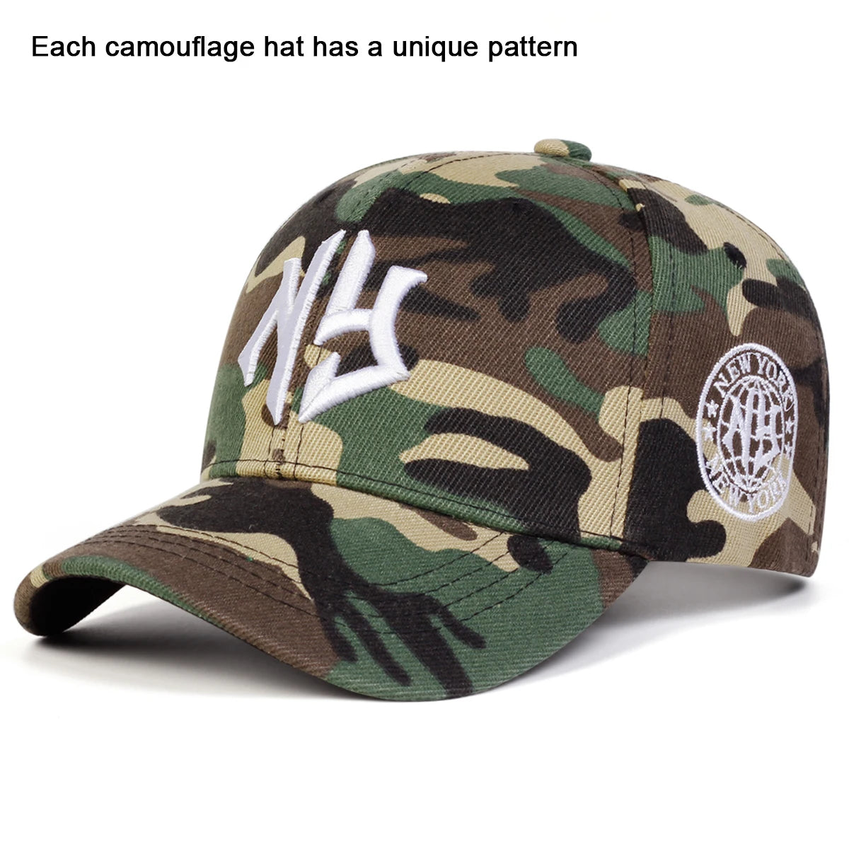 Unisex NY Letter Embroidery Camouflage Baseball Caps