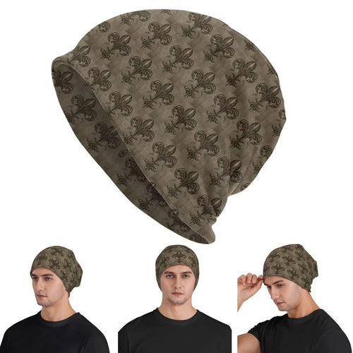 Vintage Fleur De Lis Lily Men Women Adult Beanies Caps