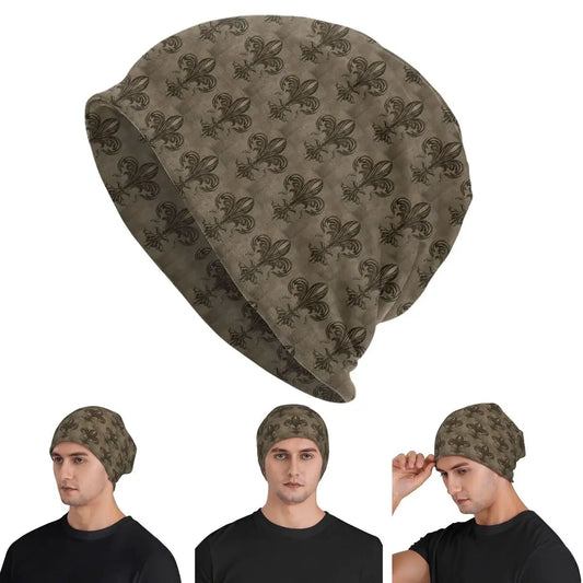 Vintage Fleur De Lis Lily Men Women Adult Beanies Caps