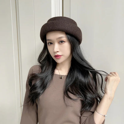 Japanese Retro White Black Brown Camel Wool Beret Women's Autumn And Winter