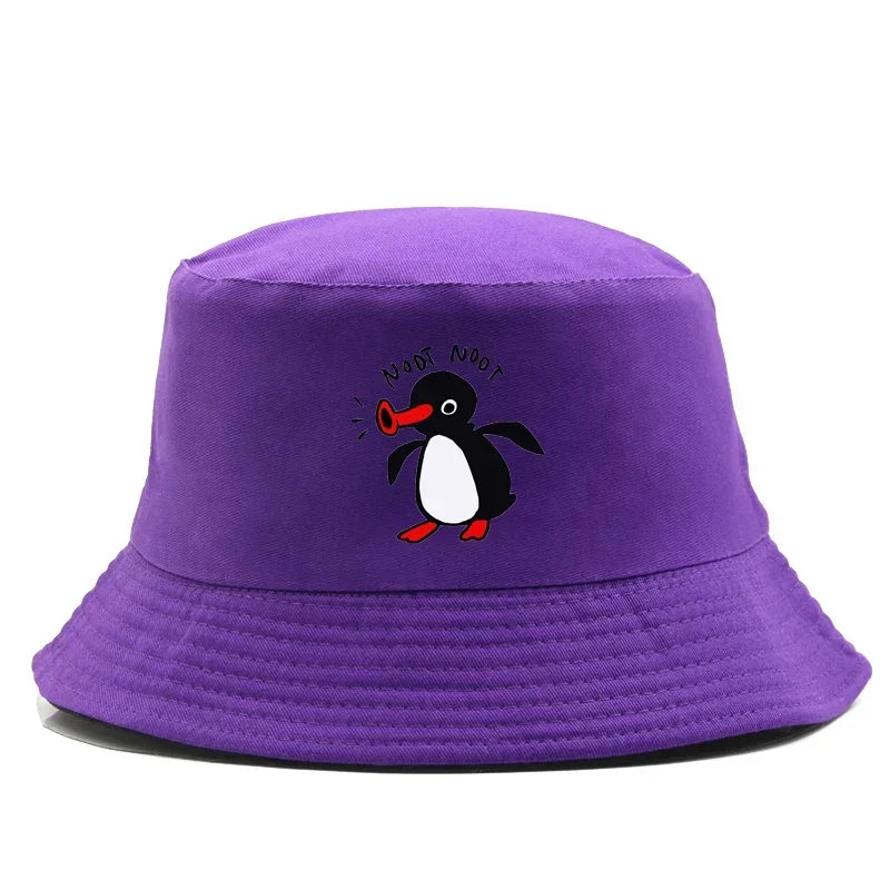 Summer Penguin Bucket Hat Reversible Bob Men Women Cotton