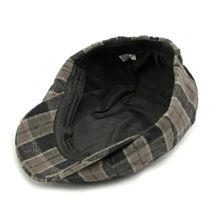 Fashion Headwear Cotton Retro Beret Plaid Octagonal Shape Newsboy Cap