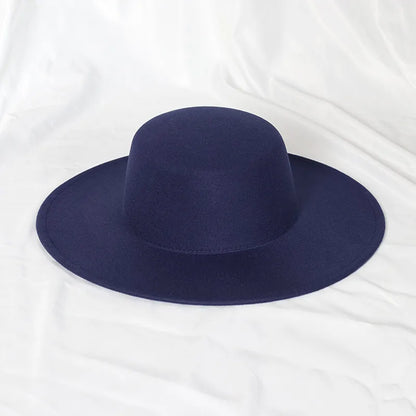 New Oversized Edge Flat Top Hat Retro French Felt Hat