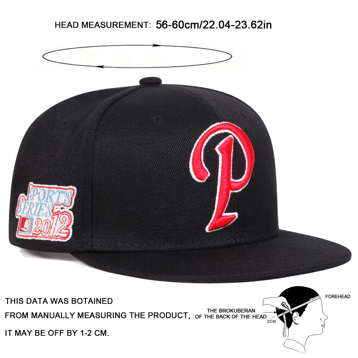 Unisex P Letter Embroidery Hip-hop Hats Fashion Spring Autumn
