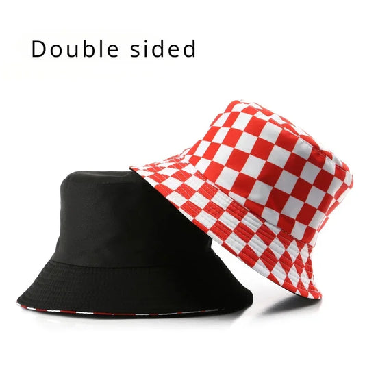 Double Sided Plaid Bucket Hats for Women and Men