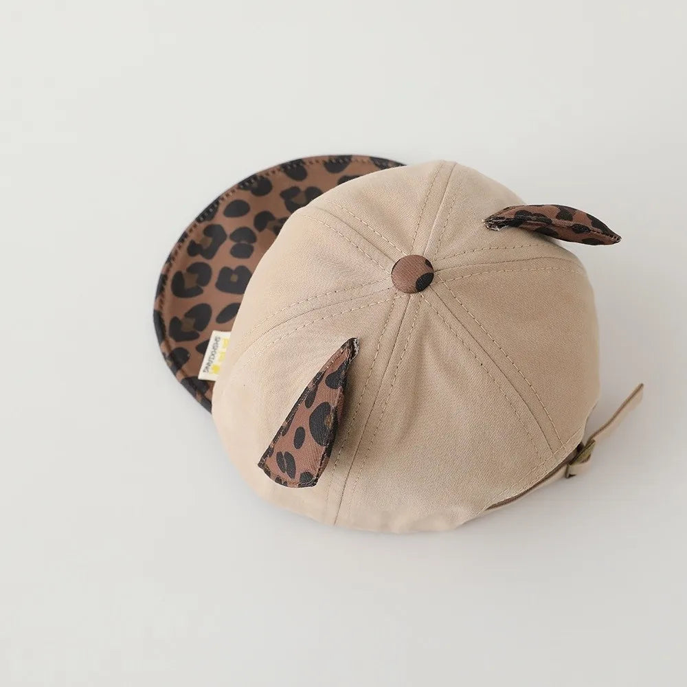 Trend Cute Cat Ear Baby Baseball Hat Soft Eaves Leopard Print Duck Tongue Hat