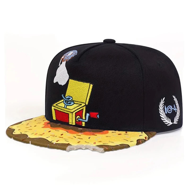 Cartoon Creative Baseball Hat Doughnut Record Machine Embroidered HipHop