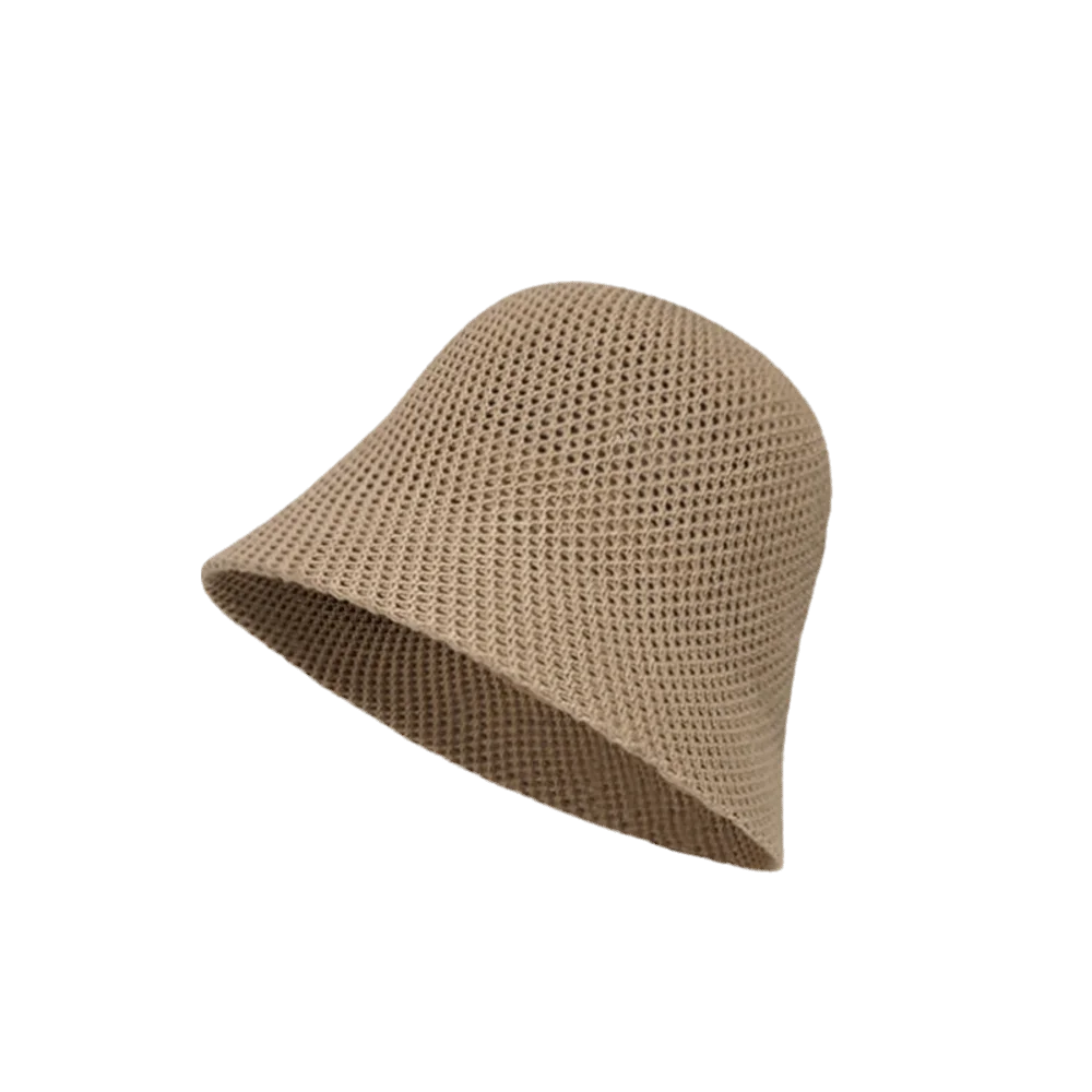 Retro Wide Brim Hollow Fisherman Cap Breathable Solid Colo
