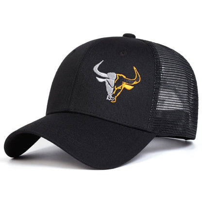 Unisex Ox Head Embroidery Baseball Net Caps Spring and Summer