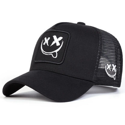 Unisex XX Smiling Face Embroidery Baseball Net Caps Casual Hats Spring and Summer