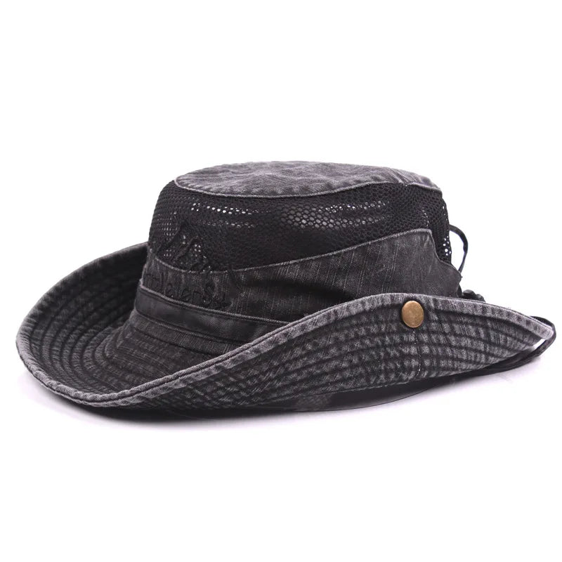 Outdoor Bucket Hat Men Summer Breathable Panama Cap