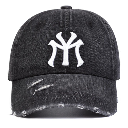 New Unisex Letter Embroidery Hole Denim Baseball Caps Spring Autumn Outdoor