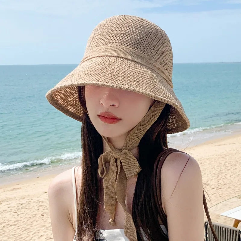 Women Summer Breathable Straw Hat Large Brim Adjustable