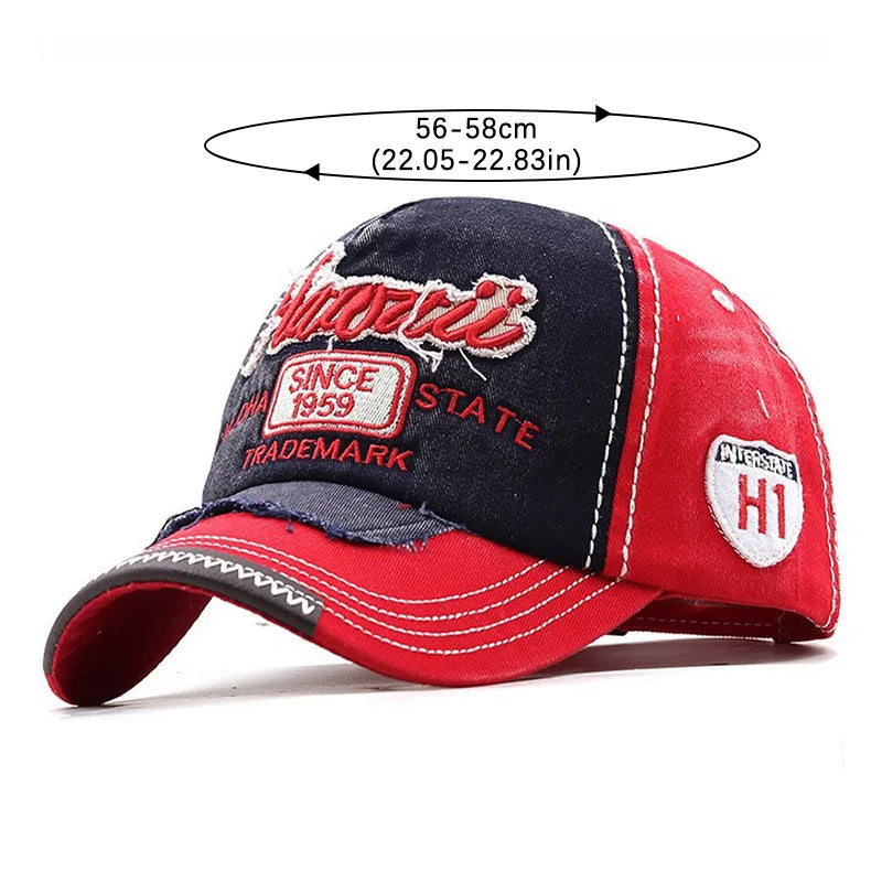 Retro Letter Embroidery Baseball Caps for Women Men